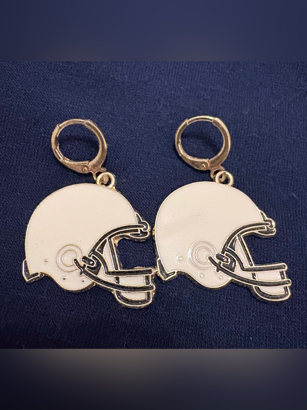 White Football Helmet Dangle Earrings